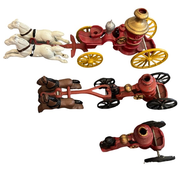 Classic Red and Gold Horse-Drawn Carriage Toy
